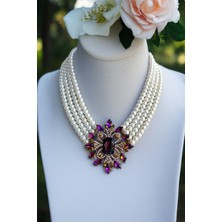 Fayra Accessories Kristal Taşlı Diana Inci Kolye