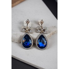 Fayra Accessories Zirkon Taşlı Fiyonk Figürlü Büyük Su Damlası Küpe