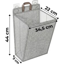 ALMITAL Panier Gri Pratik Duvara Asılabilir & Katlanır Kirli Çamaşır Sepeti - 2 Adet Askı Aparatı Dahil