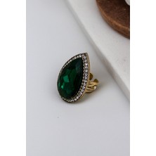 Fayra Accessories Zirkon Taşlı Büyük Su Damlası Ayarlanabilir Yüzük