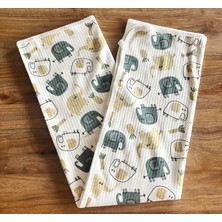 Seçkin Fil Desenli Organik Pamuk Penye Battaniye