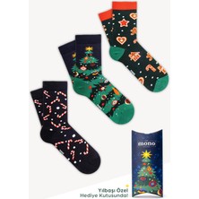 Mono Socks - 3'lü Christmas Classic (Yılbaşı Ağacı – Şeker – Kurabiye)
