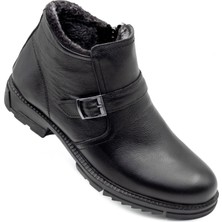 Levarno Caldor Strap 2 Hakiki Deri Içi Kürklü Fermuarlı Toka Detaylı Kışlık Siyah Günlük Erkek Bot