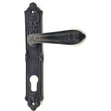 Skygo Antika Tarz Dekoratif Pirinç Çiçekli Yale Kapı Kolu - 240X40 Mm, Oksit