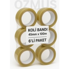 Ozmus Avm 45MM x 100M Şeffaf Akrilik Koli Bandı 6’lı Ekonomik Paket