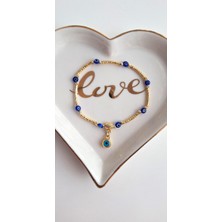 Svc Aksesuar Hediyelik Nazar Boncuk Detaylı Gold Bileklik