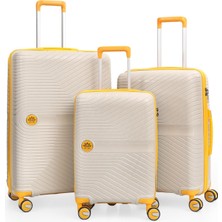 Piel Lino Pıel Lıno Polipropilen 3'lü Valiz Seti PL015239 Beyaz-Sarı