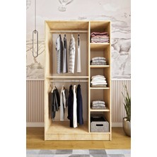 Ases Mobilya ELA7510 Çift Kapaklı Dolap 2 Askılı 4 Raflı Model Beyaz Safir Meşe