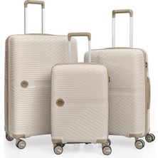 Piel Lino Pıel Lıno Polipropilen 3'lü Valiz Seti PL015239 Beyaz-Bej