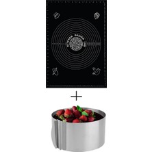Kitchen Design Lab 2'li Set Siyah 45X65 cm Silikon Hamur Açma Matı ve Yuvarlak Ayarlı Pasta Kalıbı Seti