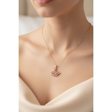 Pisidesa Zirkon Taşlı Kuğu Kolye – Gold Kaplama Paslanmaz Çelik Zarif Tasarım – Özel Hediyelik Takı