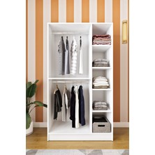 Ases Mobilya ELA7510 Çift Kapaklı Dolap 2 Askılı 4 Raflı Model Beyaz Safir Meşe