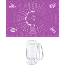 Kitchen Design Lab 2'li Set Mor 45X65 cm Silikon Hamur Açma Matı ve Hamur Porsiyonlayıcı