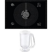 Kitchen Design Lab 2'li Set Siyah 45X65 cm Silikon Hamur Açma Matı ve Hamur Porsiyonlayıcı