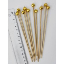 TM Tasarım Mağazası 15 cm Uzun Kürdan - 30 Adet Dekoratif Gold Büyük Incili Pasta Kürdanı - Kokteyl Karıştırıcı