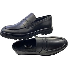Sula Erkek Makosen Loafer Ayakkabı Iç ve Dış Yüzey Deri Kalın Poli Taban-99-Siyah