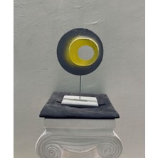 Lamazif Soyut Dairesel Metal Masa Heykeli – 31X17 cm Kontrast Renkli Modern Dekoratif Obje