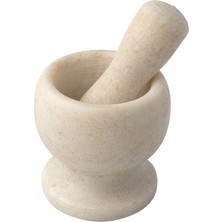 Kitchen Design Lab Doğal Desenli Yekpare Mermer Oyma Havan Beyaz Renkli Ayaklı