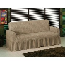 KUTLALE Bürümcük 3 Kişilik Koltuk Kılıfı, Berjer Örtüsü, Lastikli, Esnek, Etekli Üç Kişilik (1 Adet)