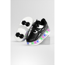 Ottawa Sport Çocuk Patenli Işıklı Tekerlekli Spor Ayakkabı & Rahat Siyah Kaykay Ayakkabı 4 Teker