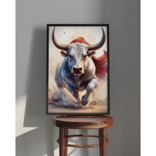 Rosa Art Tablo| Ahşap Çerçeveli Tablo| Çerçeveli Poster|boğa , Hayvan Temalı Tablo