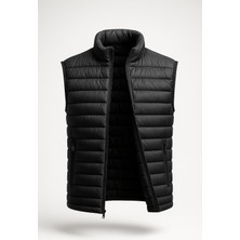 Classics Men Erkek Slim Fit Fermuarlı Siyah Şişme Yelek - 7473