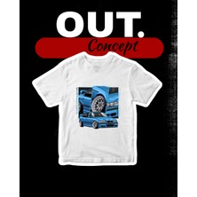 Out.Concept Unisex Mavi E36 Baskılı T-Shirt