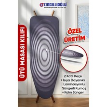 Özbience Girdap Motif Çift Kat Keçe ve Süngerli Isıya Dayanıklı Ütü Masası Kılıfı