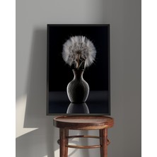 Rosa Art Tablo| Ahşap Çerçeveli Tablo| Çerçeveli Poster|siyah Vazoda Karahindiba Çiçeği Tablosu