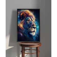 Rosa Art Tablo| Ahşap Çerçeveli Tablo| Çerçeveli Poster|renkli Aslan, Hayvan Temalı Tablo