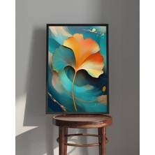 Rosa Art Tablo| Ahşap Çerçeveli Tablo| Çerçeveli Poster| Gingko Biloba  Tek Yapraklı , Çiçek Temalı Tablo