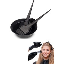 3'lü Set Saç Boyası Kabı ve Fırça, Krepe Tarak, Kuaför Boyama Seti