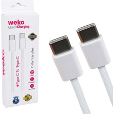 Novytech WK-26525 Beyaz 15 Type-C To Type C Şarj Kablosu