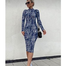 Cottonlab Kadın Uzun Kollu Mikro Midi Elbise