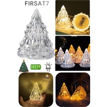 4 Adet Kristal Çam Ağacı Şekilli LED Işık Abajur Çam Ağacı Dekoratif Süs Lambası Yıl Yılbaşı Süsü LED