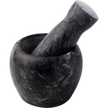 Kitchen Design Lab Doğal Desenli Yekpare Mermer Oyma Havan Siyah Renkli Düz Model