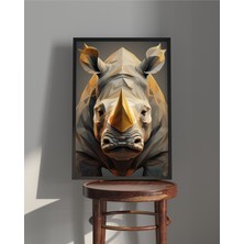 Rosa Art Tablo| Ahşap Çerçeveli Tablo| Çerçeveli Poster|geometrik Desenli Gergedan Tablosu