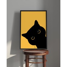 Rosa Art Tablo| Ahşap Çerçeveli Tablo| Çerçeveli Poster|kara Kedi, Hayvan Temalı Tablo
