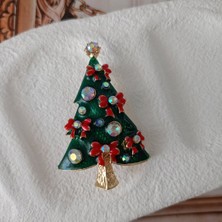 Lente Aksesuar Yeni Yıl Çam Ağacı Broş-Renkli Zirkon Taşlı Ağaç Yaka Iğnesi