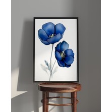 Rosa Art Tablo| Ahşap Çerçeveli Tablo| Çerçeveli Poster|koyu Mavi Çiçek, Çiçek Temalı Tablo