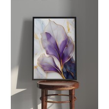Rosa Art Tablo| Ahşap Çerçeveli Tablo| Çerçeveli Poster|mor Yaprak Temalı Soyut Tablo