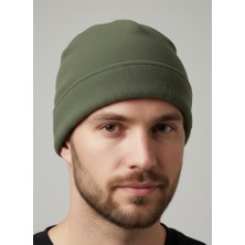 Balkonda Bere Polarlı Basic Katsız Düz Soğuktan Koruyucu Unisex Haki