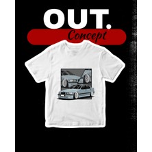 Out.Concept Unisex Gri E36 Baskılı T-Shirt