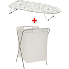 Özbience Mini Ütü Masası 73 cm ve Katlanır Ayaklı 50 Lt Çamaşır Sepeti Seti