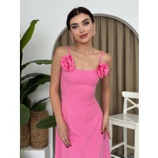 Cottonlab Matilda Gül Ip Askılı Elbise