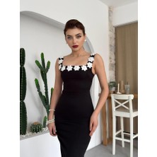 Cottonlab Mıng Çiçek Detaylı Elbise