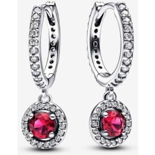 Hector Co Jewellery Kırmızı Yuvarlak Işıltılı Halka Küpeler