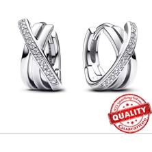 Hector Co Jewellery Gümüş Geçişli Pave Halka Küpe