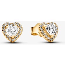 Hector Co Jewellery Işıltılı Kabartmalı Kalp Şeklinde Iğne Küpeler