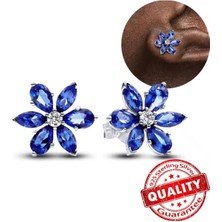 Hector Co Jewellery Işıltılı Mavi Herbaryum Mavi Çivi Küpe
